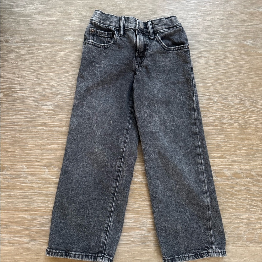 Baby Gap boys washed black 90s loose style wide leg denim jeans pants size 5